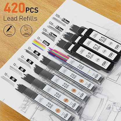 Four Candies 25PCS Art Mechanical Pencil Set + Mechanical Pencil Set Silver