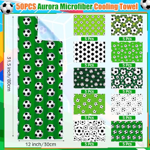 Hosuly Cooling Towel Bulk 32 x 12 Inch Ice Towel Chilly Soft Sport Yoga Athletes Gym Workout Camping Fitness Running - color: Soccer Style