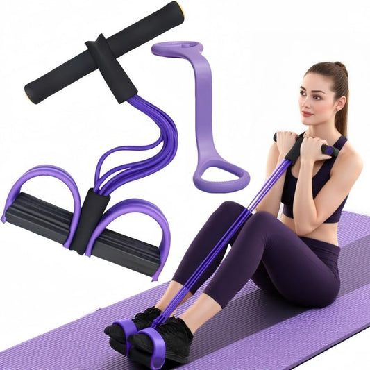 Resistance Bands for Exercise,6-Tube Elastic Yoga Pedal Puller Resistance Band, Natural Latex Tension Rope Fitness Equipment, for Abdomen/Waist/Arm/Leg Stretching Slimming Training - color: Purple