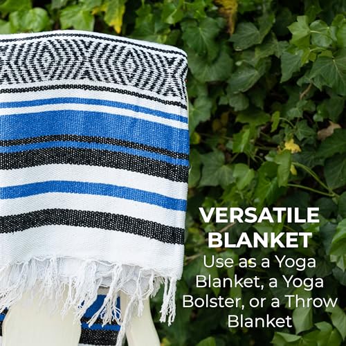 Mount Adams 5 Pack Restorative Yoga Kit for Home or Studio | Includes 1 Yoga Bolster (24"x10"x5"), 2 Yoga Blocks (4"x6"x9"), 1 6ft D-Ring Yoga Strap, 1 Classic Mexican Yoga Blanket