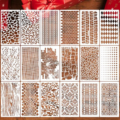 Stencils for Crafts Reusable Texture Stencils for Painting 8"x4" | Background Stencil Drawing Templates for Wood Canvas Furniture Scrapbooking - style: Basic