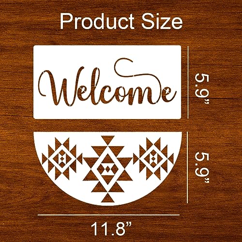Welcome Stencils for Painting on Wood 12" Stencils for Crafts Reusable | Welcome Stencil for Wood Sign Hello Templates for Door Hanger - style: Daily 13p