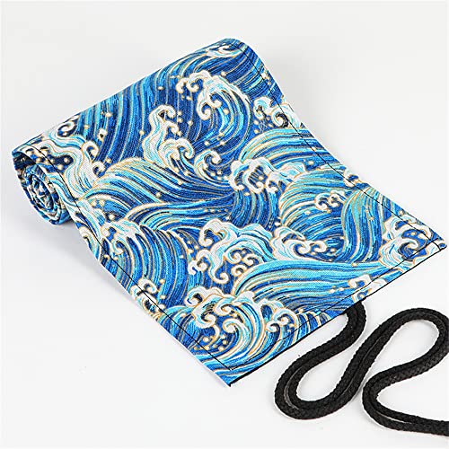 DIYOMR 24/36/72 Slots Pencil Wrap Pencil Rolls, Artist Colored Pencils Roll Up Bag Short Brushes Pouch Case Pencils Organizer for Drawing Coloring and Sketching, NO PENCILS (Blue Ocean, 72slots) - color: Blue Ocean, size: 72slots