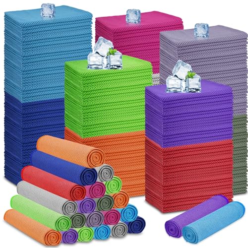 MENOLY 200 Packs Cooling Towels Bulk, Cooling Towels for Neck and Face, Gym Towels Soft and Breathable Sweat Rags for Sports, Yoga, Hiking, Camping, Running, Fitness, Workout - size: 200 Pack (Multicolor)