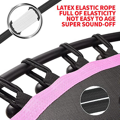Newan 40"-48" Silent Mini Trampoline Fitness Trampoline Bungee Rebounder Jumping Cardio Trainer Workout for Adults-Max Limit 330lbs - color: 40" Round Pink （Have Handle）