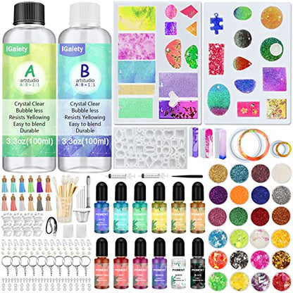 IGaiety Complete Resin Jewelry Making Kit with Silicone Molds for Beginners | 240Pcs Epoxy Resin Kit with Pigments, Findings and Accessories for Earrings, Pendants, Keychains and DIY Gifts - size: XX-Jewelry Mold