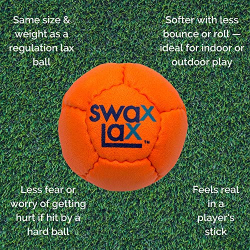 SWAX LAX Lacrosse Training Ball - Indoor Outdoor Practice Less Bounce & Rebounds - color: Orange