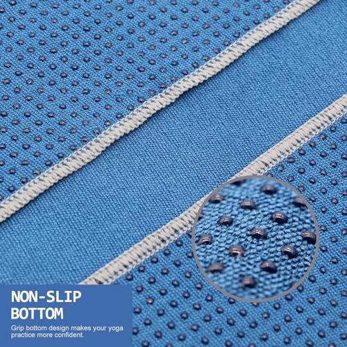 Eunzel Non Slip Hot Yoga Mat Towel with Grip Dots, 72" x 24" - color: Steel Blue, size: 72" x 24"