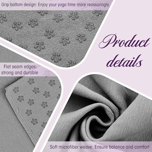 Breling Yoga Towel 4 Pack, Hot Yoga Towel 72" x 24" Non Slip, Grey - color: Grey