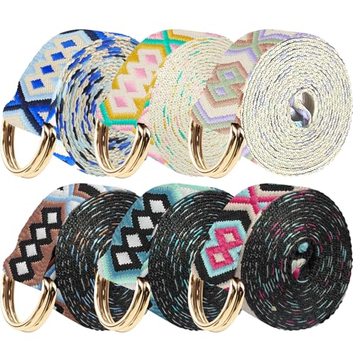 6 Packs Yoga Strap for Stretching Yoga Belt Adjustable Straps for Non Elastic Stretching Strap Exercise Straps for Pilates - color: Geometric Style