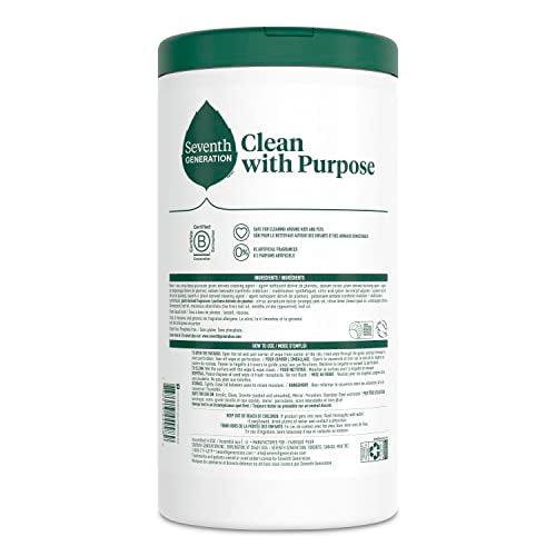 Seventh Generation Multi Surface Wipes All Purpose Cleaning Lemon Zest scent with 100% Essential Oils and Botanical Ingredients 70 count, Pack of 6 - size: 70 Count (Pack of 6)
