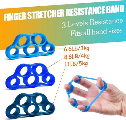 Grip Strength Trainer 7 Pack Adjustable Hand Gripper, Finger Stretcher Resistance Extensor Bands, Finger Exerciser, Grip Strength Ring & Stress Ball, Hand Grip Strengthener - color: Navy