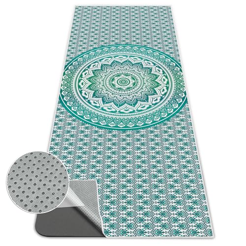 Yoga Towel,Absorbent Yoga Mat Towel for Hot Yoga Non Slip,Stylish Prints,Ideal for Workouts,Hot Yoga,Bikram,Pilates Equipment,72 x 27 in,Green Circle - color: Green Circle