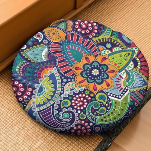 Meditation Cushion, Floor Pillows for Sitting, Meditation Pillow for Tatami Living Room, Yoga Sitting, Floor Pillow in Home & Outdoor, Memory Foam Added, 22x22 Inch - color: Paisley, size: Round