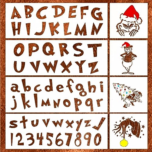 Christmas Letter and Number Stencils for Painting on Wood - Reusable Alphabet Stencils for Crafts, Signs, and DIY Art Projects