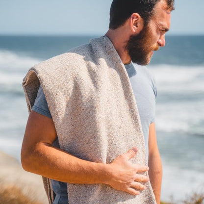 Open Road Goods Solid Color Mexican Yoga Blanket – Large Handwoven Throw for Yoga, Beach, Camping or Home – Soft and Durable Cotton Blend - color: Tan Blanket