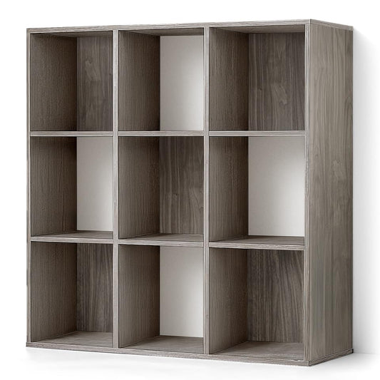 CAPHAUS Sturdy Room 11-Inch Cube Storage Organizer Shelf, with Thick Exterior Edge, Storage Shelf Divider w/Back, Bookcase, 9-Cube, Dark Grey - color: Dark Grey, size: 9 Cube