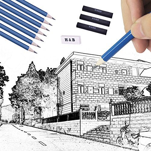 H & B 33 Pieces Drawing Pencils Set, Sketching Pencils Set & Drawing Kit, Includes Sketch Pad, Graphite Pencils, Charcoal Sticks and Eraser, Supplies for Artists/Beginner/Adults - size: 33 Piece Set