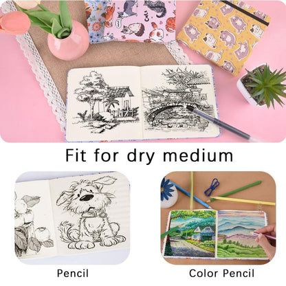 qianshan 4.8" x 4.8" Hardcover Sketchbook,Small Mixed Media Sketch Pad,96 Sheets 80gsm Acid-Free Artist Travel Journal Pocket Blank Notepad for Adults Drawing Painting,Art Supplies.Blue Butterfly - color: 80gsm Cloth-blue butterfly