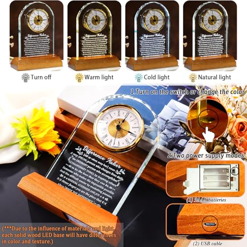 Ornalrist Difference Maker Gifts for Men Women Appreciation Crystal Clock - color: Difference Maker