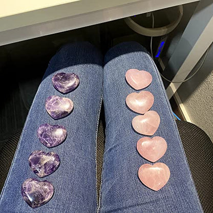 QINJIEJIE 1.8" Large Amethyst Stones Heart Healing Crystals Gemstone - color: Z - 1.8" Large - Amethyst Heart