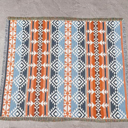 Luxlovery Aztec Throw Blanket Sherpa Lined Lightweight Warm Navajo Rust Blue 63"x86" for Camping Sofa - color: Banni, size: 63"x86",160x220cm