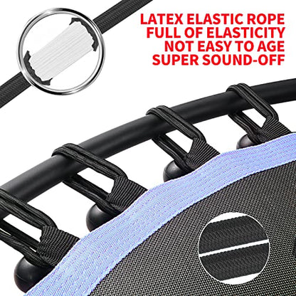 Newan 40"-48" Silent Mini Trampoline Fitness Trampoline Bungee Rebounder Jumping Cardio Trainer Workout for Adults-Max Limit 330lbs - color: 40" Round Blue（Have Handle）