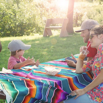Del Mex Mexican Serape Blanket (X-Large, Teal) - color: Teal, size: X-Large