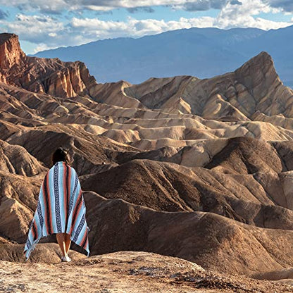 Hydration Nation Authentic Extra Large Mexican Blanket (70"x50") - Handwoven Yoga, Serape- Artisanal Falsa, Beach, Camping, Picnic, Outdoor (Mint-Orange) - color: Mint Orange