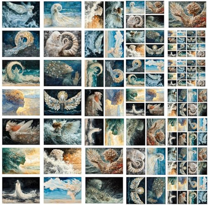 Decoupage Paper Pack (35 Sheets 6"x8") Ocean Spirits and Angels ~ Ethereal Women, Spirits, and Angels Emerging from Waves, Shells, and Seafoam in Dreamy, Romantic Fantasy Oceanic Paintings - color: Eleven