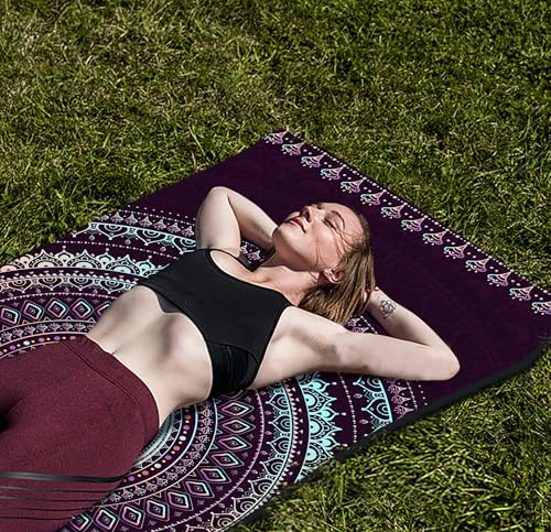 nuveti Suede TPE Yoga Mat High Density Non Slip Yoga Mats with Carrying Bag,72"x32" Extra Thick 8MM Exercise & Workout Mat for Yoga, Pilates and Fitness - color: HongChengZiMo