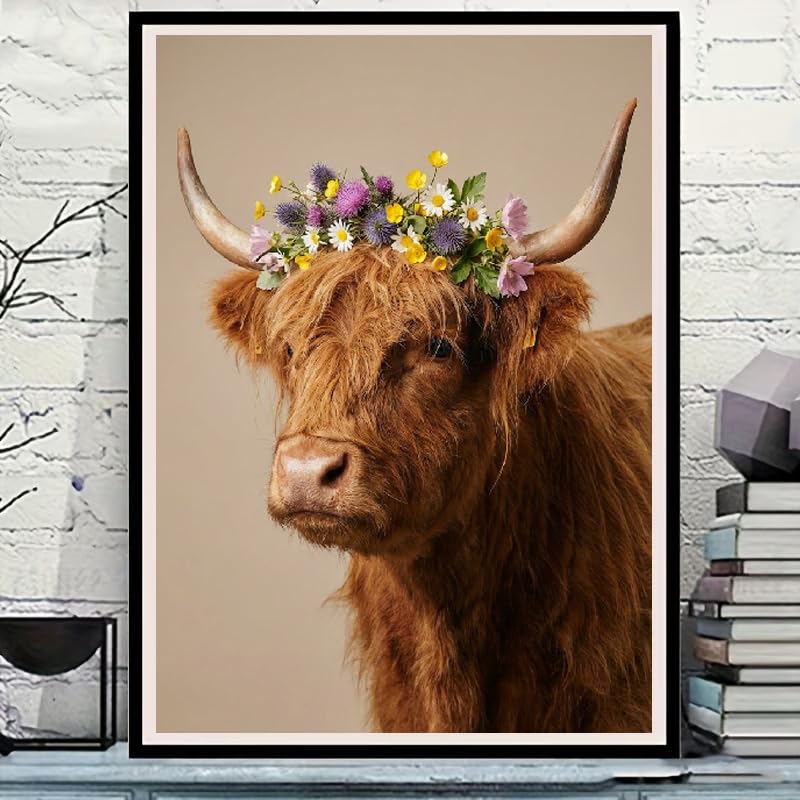 WCHUIMM Highland Cow Diamond Art Kits for Adults,Cow Diamond Painting | Diamond Painting Kit,Full Round Drill Diamond Art for Beginners,DIY Diamond Dot Gem Art, Home Wall Art (12×16 Inches) - color: Highland Cow