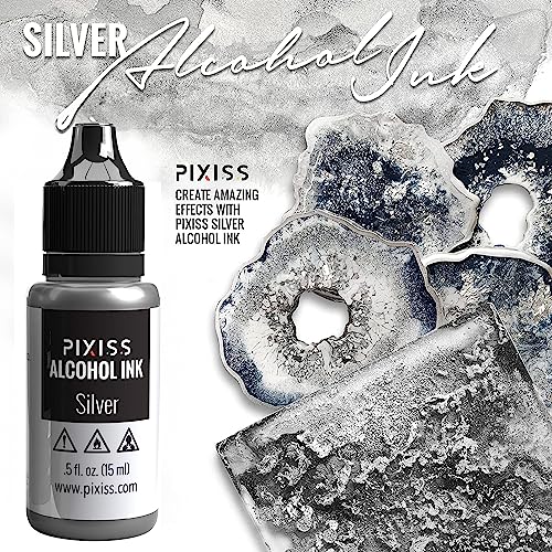 Gold and Silver Alcohol Inks(.5oz) with Ink Air Blower - .5oz Metallic Alcohol Pigment Resin Dye, Alcohol Inks for Epoxy Resin - Mini Craft Air Blower for Card Making, Embossing, Inks, etc