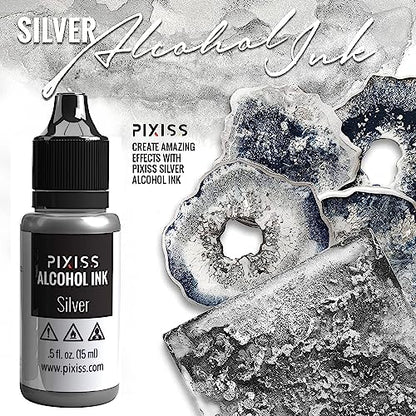 Gold and Silver Alcohol Inks(.5oz) with Ink Air Blower - .5oz Metallic Alcohol Pigment Resin Dye, Alcohol Inks for Epoxy Resin - Mini Craft Air Blower for Card Making, Embossing, Inks, etc