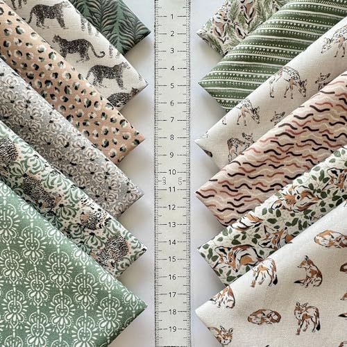 60-Piece Neutral Nature Patchwork Cotton Fabric Squares – 8×8 inch (20×20 cm), 100% Cotton 140 GSM, Pre-Cut Quilting Fabric Bundle, Made in Türkiye - color: Wild Jungle Mix, size: 60pcs 8x8 inch