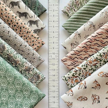 60-Piece Neutral Nature Patchwork Cotton Fabric Squares – 8×8 inch (20×20 cm), 100% Cotton 140 GSM, Pre-Cut Quilting Fabric Bundle, Made in Türkiye - color: Wild Jungle Mix, size: 60pcs 8x8 inch