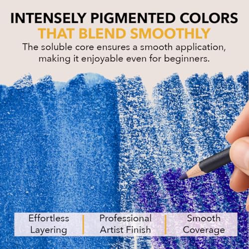Castle Art Supplies 120 Watercolor Pencils for Adults - Professional Grade | Vibrant pigments for blending, drawing, and painting - professional-grade quality - beautifully presented in a tin case