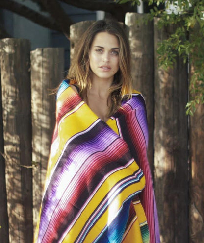 Del Mex Mexican Serape Blanket (X-Large, Yellow) - color: Yellow, size: X-Large