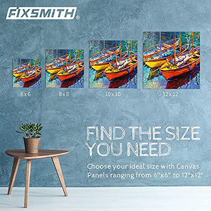FIXSMITH Painting Canvas Panel Boards -Art Canvas,24 Pack Small Square Canvases,Primed Canvas Panels,100% Cotton,Acid Free,Artist Canvas Board for Hobby Painters,Students & Kids (White, 6"x6") - size: 6"×6"