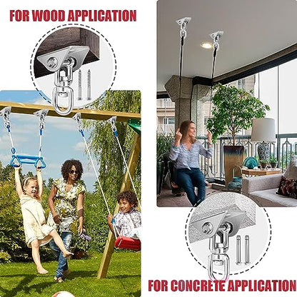 Hammock Hanging Kit - 1200 LB Capacity Heavy Duty 360° Rotating | ,Outdoor Patio Porch Swing Hardware Punching Bag Swivel Hanger,Ceiling Hook for Concrete Wood Swing, Yoga, Gym
