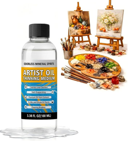 Odorless Paint Thinner for Oil Painting, Premium Paint Thinner for Oil Based Paint, Artist-Grade Oil Paint Thinner, Professionals Oil Painting Supplies for Thinning Oil Colors, Mixing Pigments & Brush Cleaning