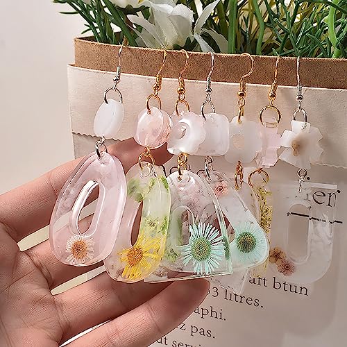 Attuslla Star & Moon Shape Resin Earring Molds - Silicone, Jewelry, DIY Pendant Molds with Ear Hooks & Jump Ring - color: Style 6