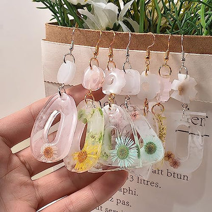 Attuslla Star & Moon Shape Resin Earring Molds - Silicone, Jewelry, DIY Pendant Molds with Ear Hooks & Jump Ring - color: Style 6