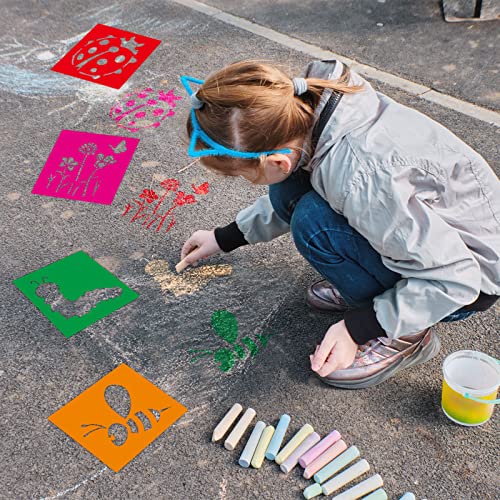 Henoyso 24 Pcs Summer Flower Stencil for Kids 8 Inch Reusable Templates | Plastic, Drawing Painting Templates, Large, Garden, Spring, Butterfly, Pink, Wood Paper Scrapbook, Wedding DIY Art Crafts - style: Flower Style
