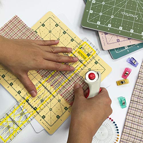 SMARTOP 14"x14" Rotating Self Healing Cutting Mat, Non-Slip Non-Reflective, Good for Quilting, Sewing, Crafts, Scrapbooking, Molandi Blue