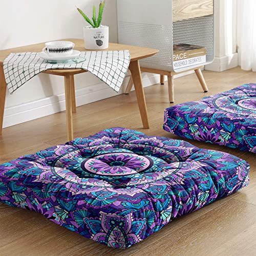 Mandala Meditation Cushion, Boho Meditation Mat, Meditation Pillows for Sitting on Floor, Cushions for Sitting in Home and Outdoor, Square Floor Pillow Cushion Seating for Yoga Accessories 22'' X 22'' - color: 05.mandala Meditation Cushion-1, size: 22x22