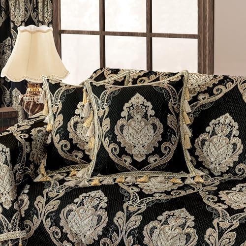 Loom and Mill Luxury Throw Pillow Cover 20 x 20 Inches 1 Piece, Black - color: Black
