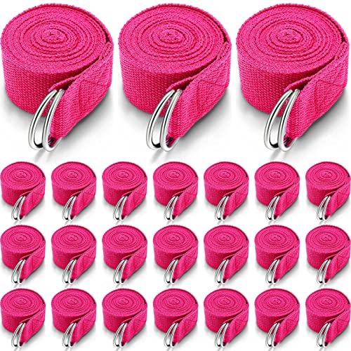 Leyndo Yoga Strap Stretching Pilates Exercise Adjustable Straps 6 ft Non Elastic Yoga Belt with Adjustable D Ring Buckle for Pilates Gym Workouts Fitness - color: Rose