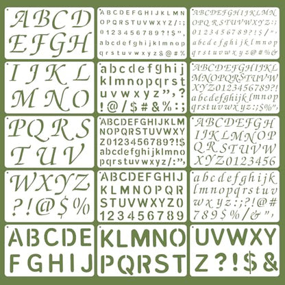 1/2,3/4,1,2 in Small Letter Stencils,Caligraphy Stencil Letters | 15Pcs Letter and Small Number Stencils, Reusable Small Alphabet Stencils for Painting,Journal,Notebook,DIY Crafts,Art Project