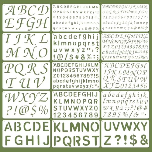 1/2,3/4,1,2 in Small Letter Stencils,Caligraphy Stencil Letters | 15Pcs Letter and Small Number Stencils, Reusable Small Alphabet Stencils for Painting,Journal,Notebook,DIY Crafts,Art Project